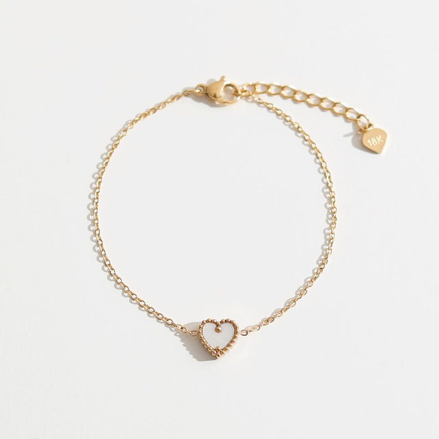 White Heart Charm Bracelet