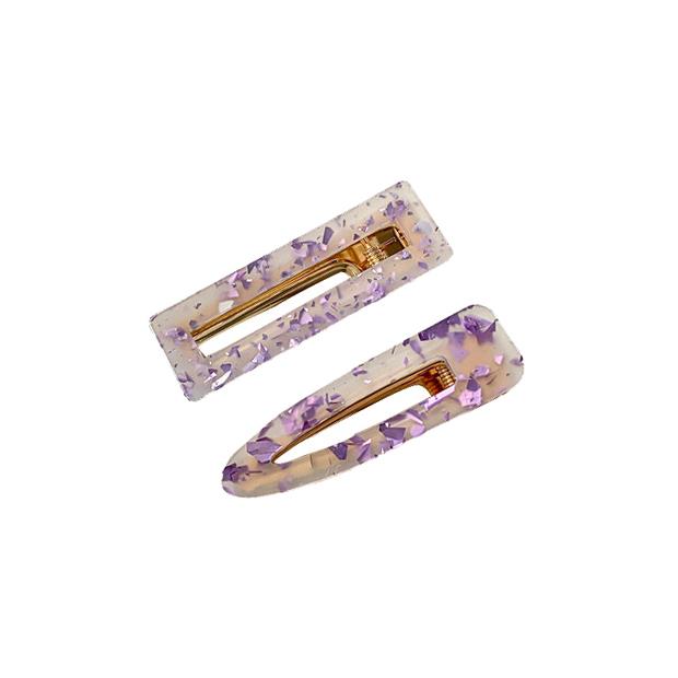 Twin Resin Hair Clips with Lilac Fleck