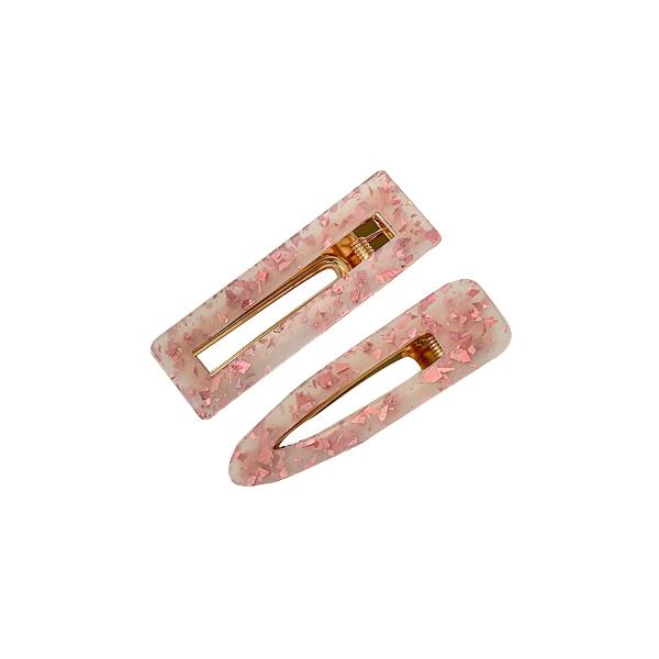 Twin Resin Hair Clips with Pink Fleck
