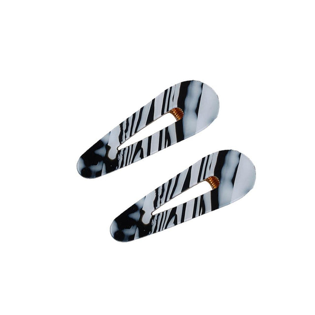 Twin Resin Hair Clips - Marble Zebra