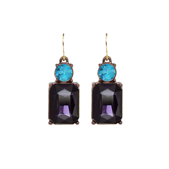 Twin Gem Amethyst Turquoise Earrings
