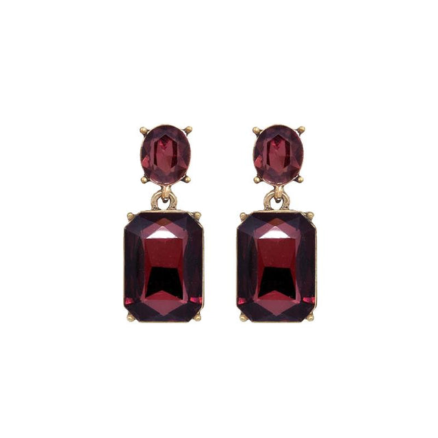 Twin Gem Burgundy Earrings