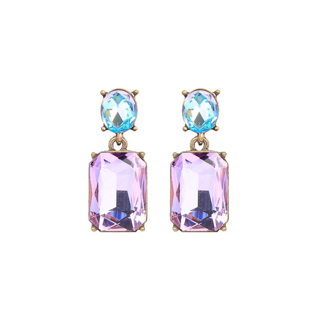 Twin Gem Lilac Aqua Earrings