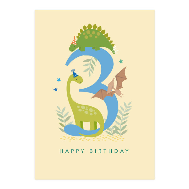 Age 3 Dinosaur Card