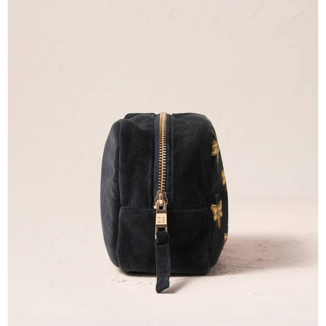 Honey Bee Black Velvet Makeup Bag