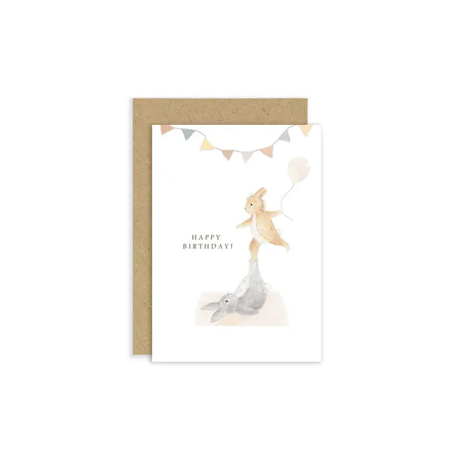 Balancing Bunnies Birthday Card
