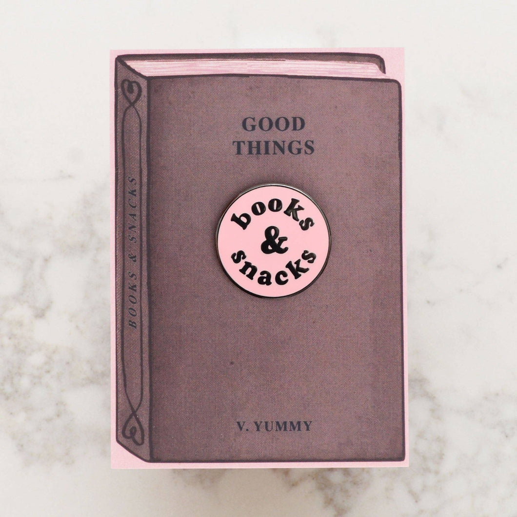 Pink Books & Snacks Pin