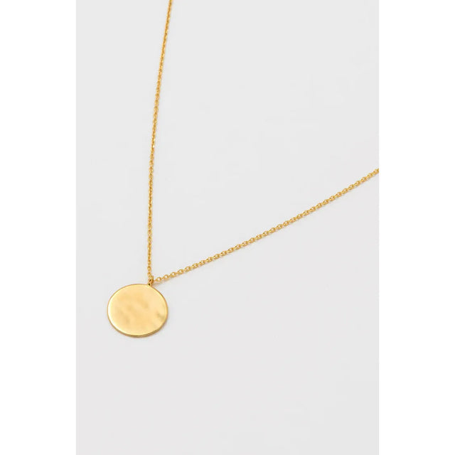 Hammered Disc Gold Plated Necklace