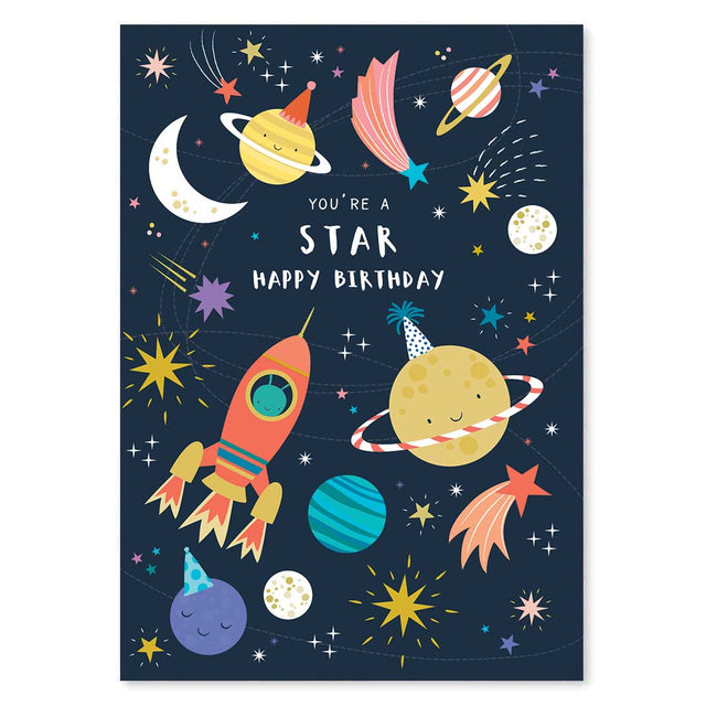 Space Kids Birthday Card