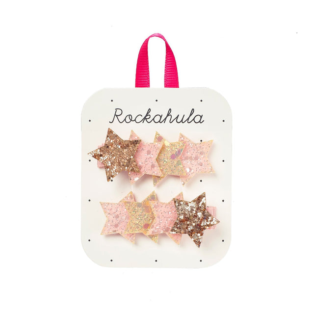 Pink Shimmer Star Hair Clips