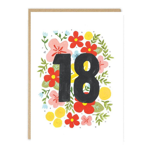 Age 18 Floral Card