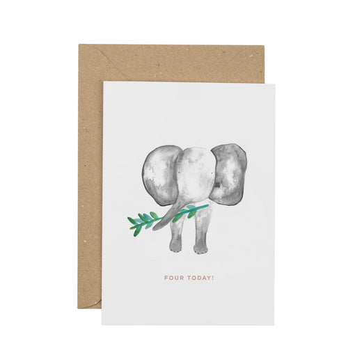 4th Birthday Elephant Card