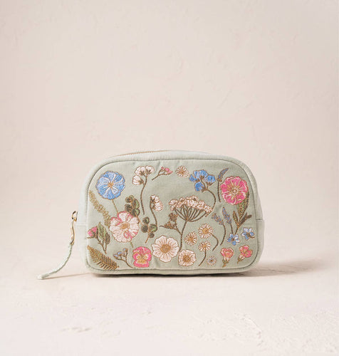 Pressed Flowers Velvet Makeup Bag