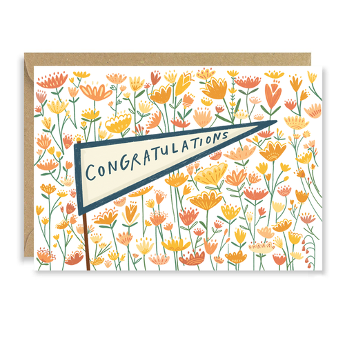 Congratulations Flag Flowers Card