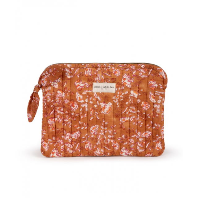 Sarika Camel Floral Flat Pouch