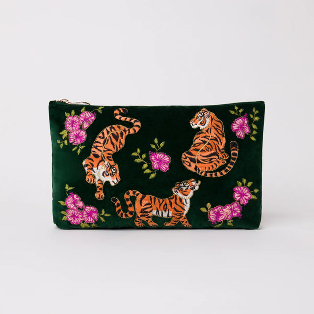 Tiger Forest Velvet Everyday Pouch