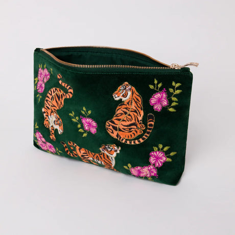 Tiger Forest Velvet Everyday Pouch