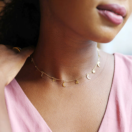 Star & Moon Gold Necklace