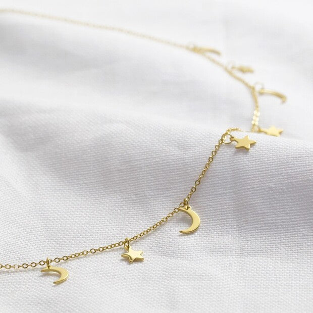Star & Moon Gold Necklace