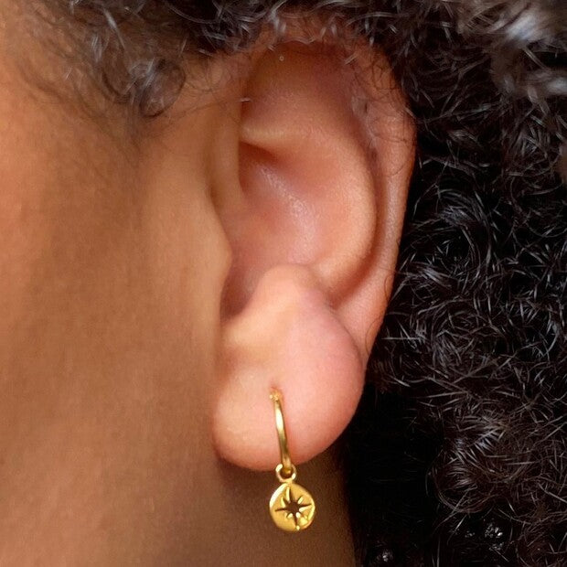 Gold Star Huggie Hoop Earrings