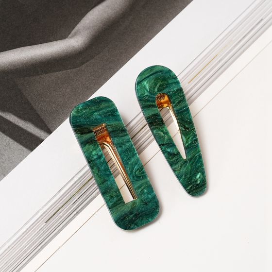Green Glitter Twin Hair Clips