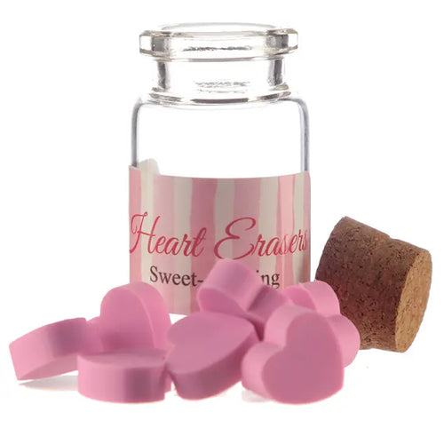 Jar Of Mini Heart Erasers