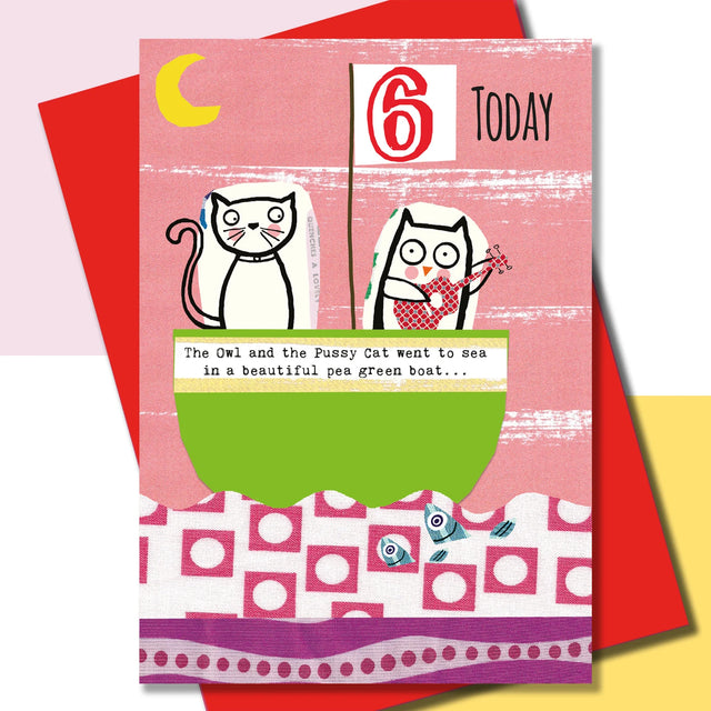 6th Birthday Nursery Rhyme Pink Card