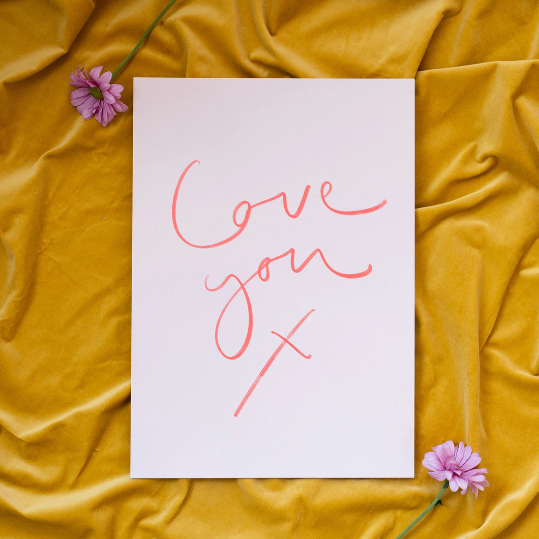Pink 'Love You X' Print