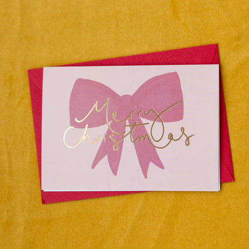 Merry Christmas Pink Bow Card