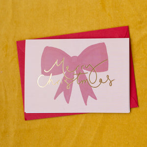 Merry Christmas Pink Bow Card