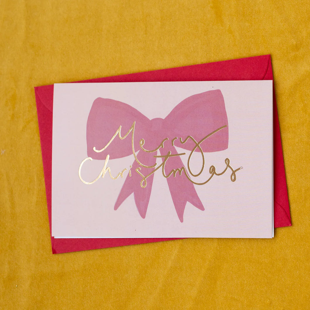 Merry Christmas Pink Bow Card