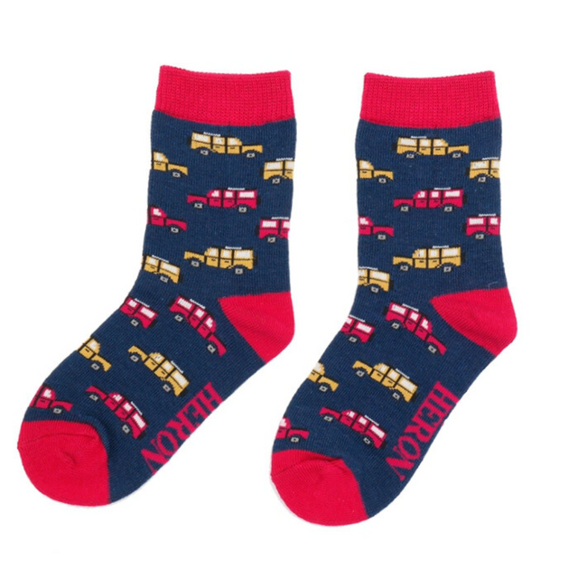Navy Jeeps Bamboo Socks - Age 7-9 Years