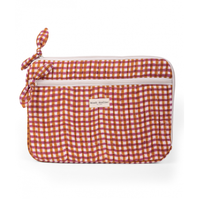 Tara Camel Gingham Laptop Pouch
