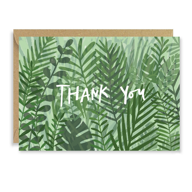 Thank You Green Leaves Card
