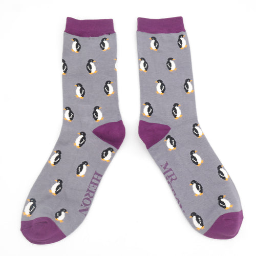 Little Penguins Grey Bamboo Socks