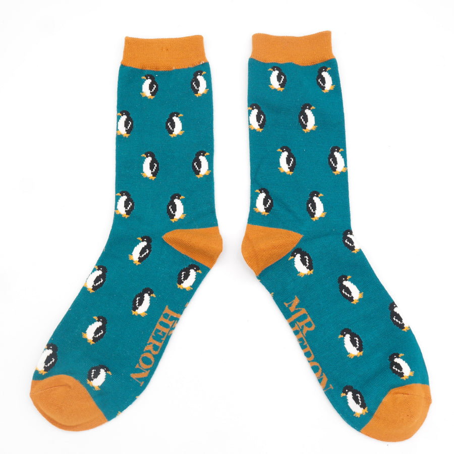 Little Penguins Teal Bamboo Socks