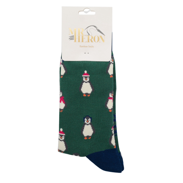 Green Baby Penguins Bamboo Socks