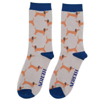 Men's Sausage Dogs Grey Bamboo Socks