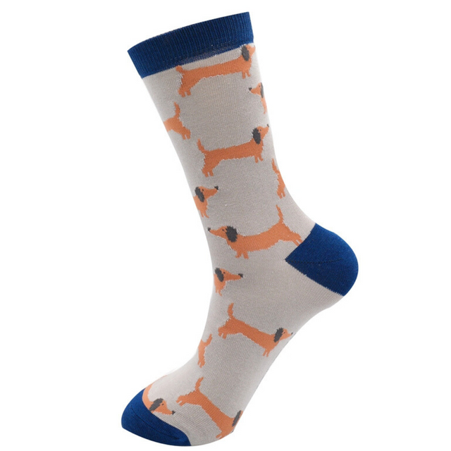 Men's Sausage Dogs Grey Bamboo Socks