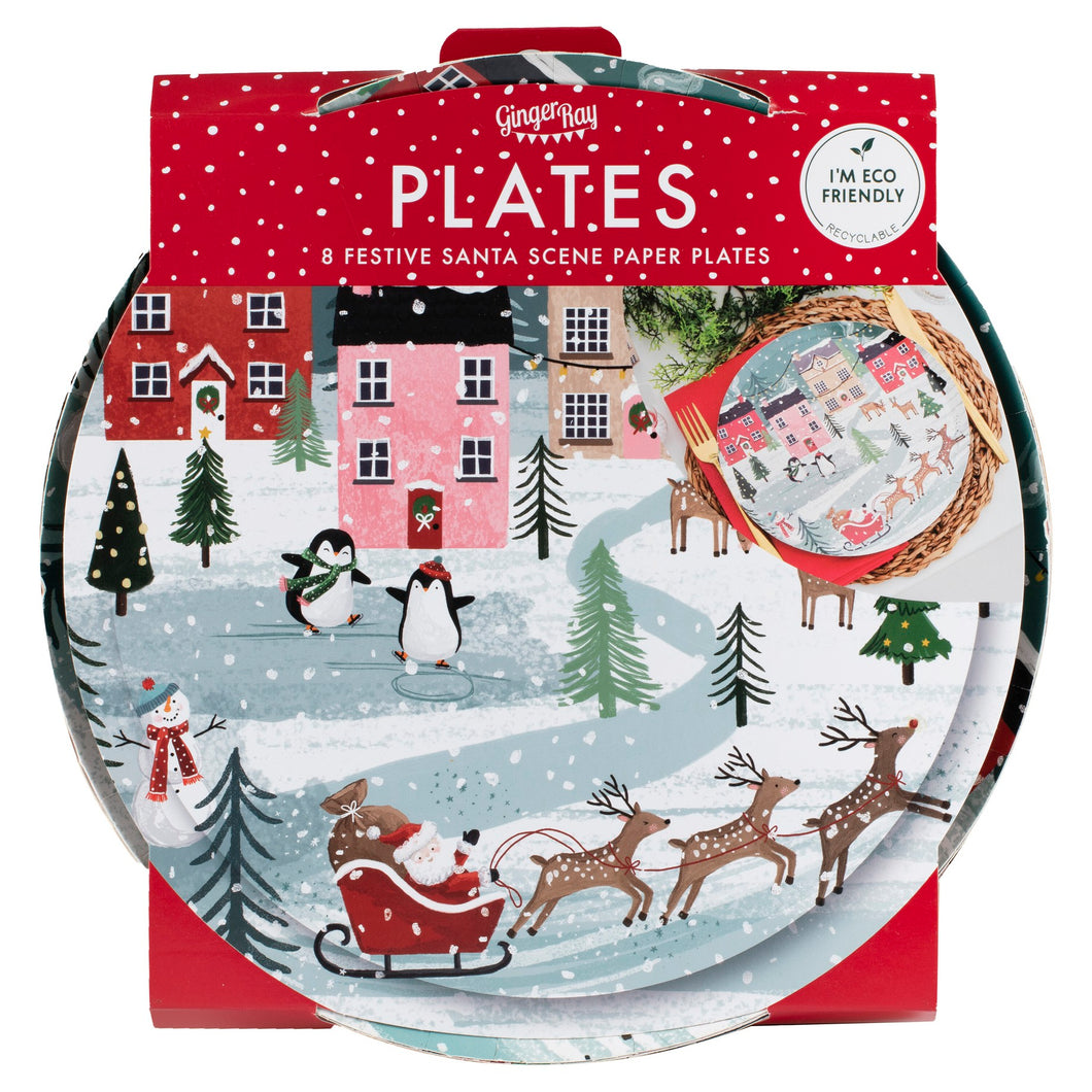 Festive Scene Christmas Paper Plates