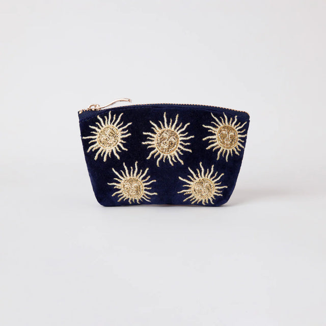 Sun Goddess Navy Velvet Coin Purse