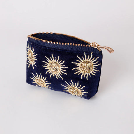Sun Goddess Navy Velvet Coin Purse