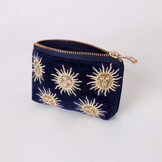 Sun Goddess Navy Velvet Coin Purse