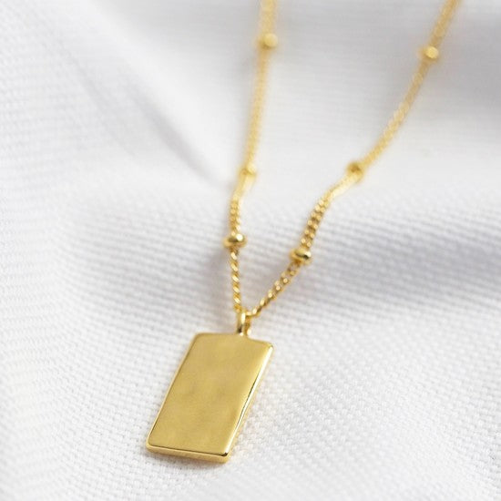 Hammered Gold Tag Necklace