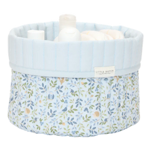 Load image into Gallery viewer, Small Reversible Quilted Storage Basket: Blue Forest Adventure