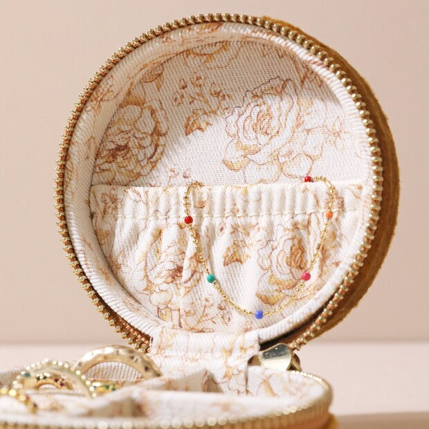 Mustard Jewellery Holder With Floral Lining