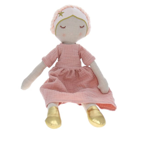 Pink & Gold Rag Linen Doll