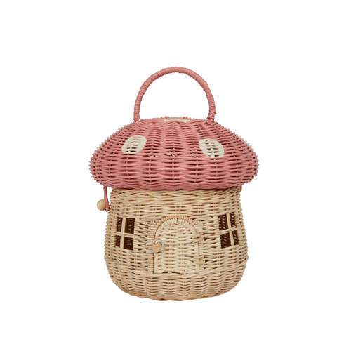 Pink Musk Mushroom Rattan Basket
