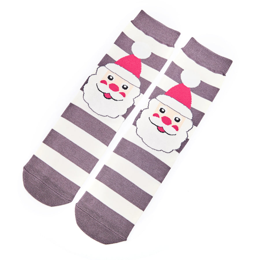 Grey Santa Face Socks