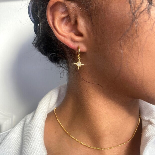 Shooting Star Gold Huggie Hoops